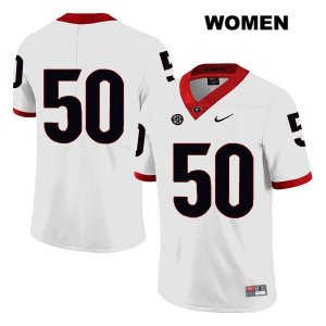 Women's Georgia Bulldogs NCAA #50 Warren Ericson Nike Stitched White Legend Authentic No Name College Football Jersey FHA3254CJ